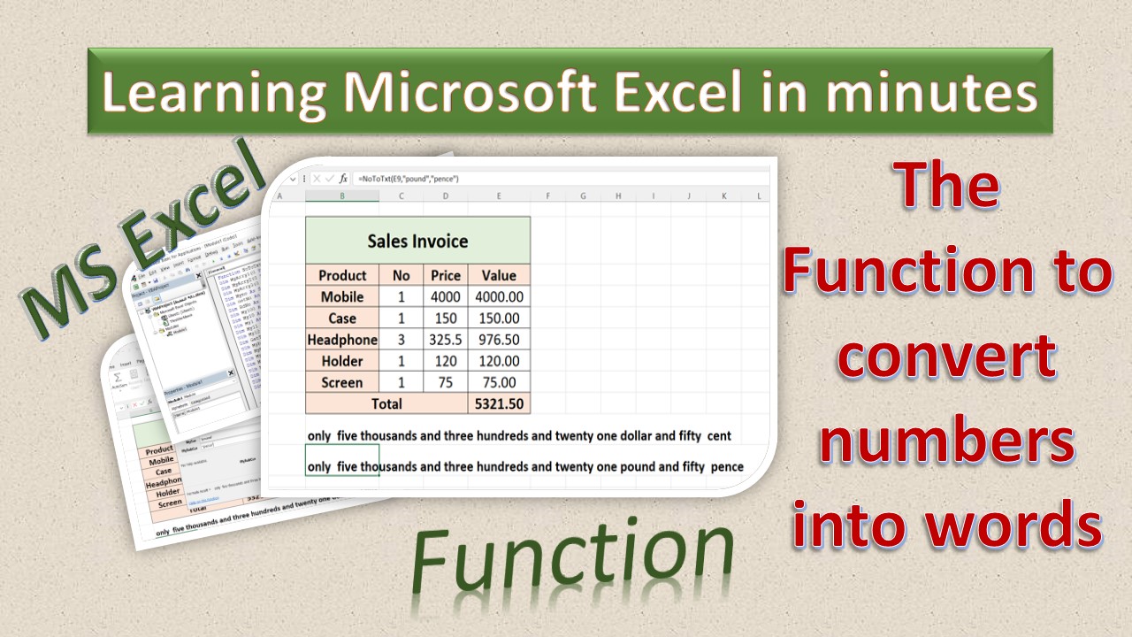  convert numbers into words in Microsoft Excel