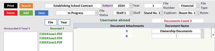 the number of attachments will appear next to the document