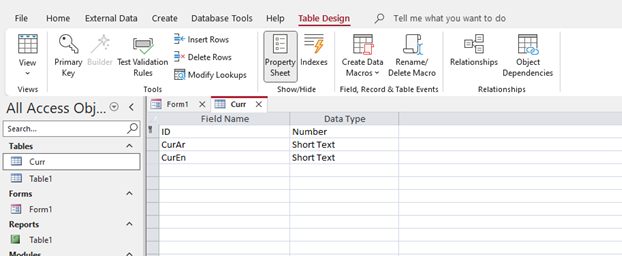 Create a table