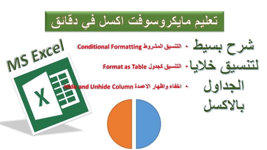 تنسيق الجدول والخلايا بمايكروسوفت اكسل
