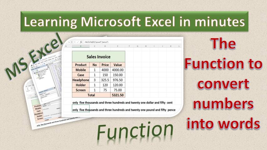  convert numbers into words in Microsoft Excel
