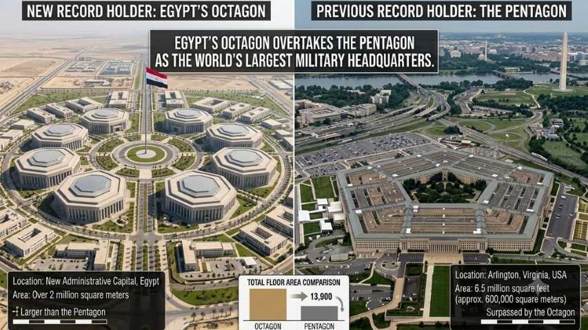 تفوق مبنى الأوكتاجون المصري على البنتاغون ليصبح أكبر مقر عسكري في العالم.