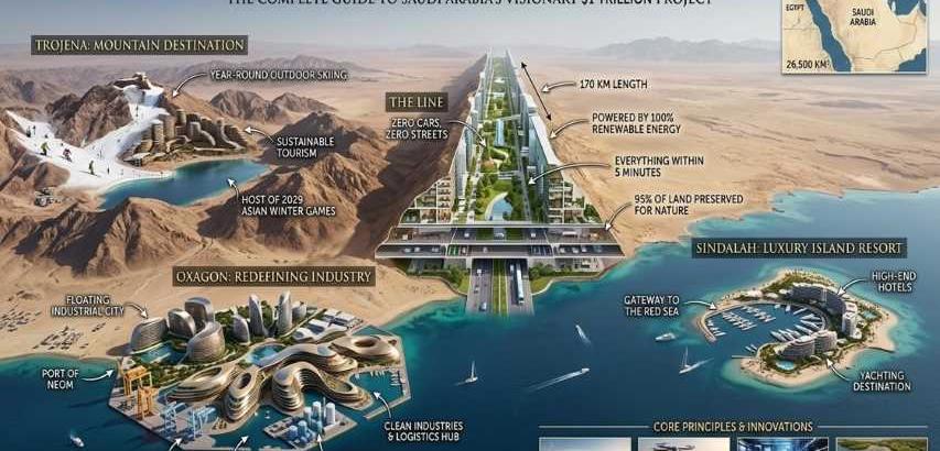 ما هو مشروع نيوم؟ الدليل الشامل لمشروع المملكة العربية السعودية الطموح الذي تبلغ قيمته تريليون دولار